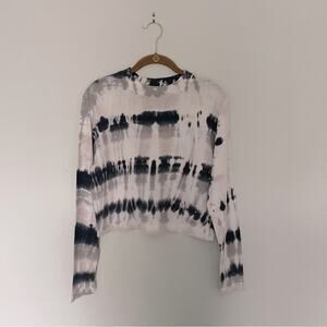Michael Stars Tie Die Crop Top Grey and White